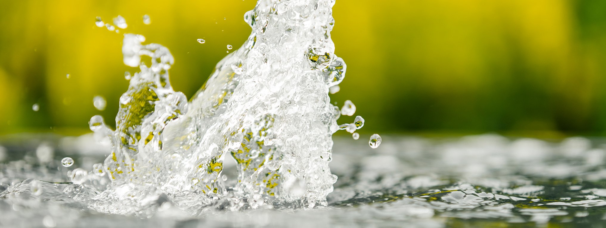 Kristalhelder water dat opborrelt uit de Corux fontein.